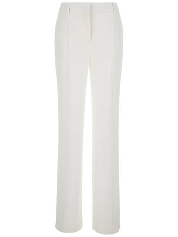 White High Waist Pants With Concealed Closure In Silk Blend Woman - ALBERTA FERRETTI - BALAAN 1