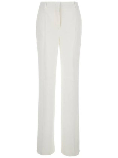 White High Waist Pants With Concealed Closure In Silk Blend Woman - ALBERTA FERRETTI - BALAAN 1