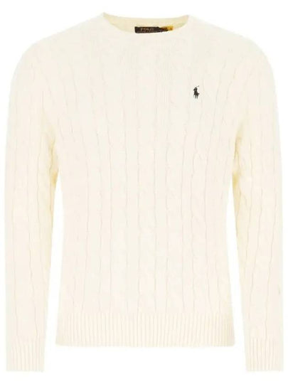 Embroidery Logo Cable Knit Top Ivory - POLO RALPH LAUREN - BALAAN 2