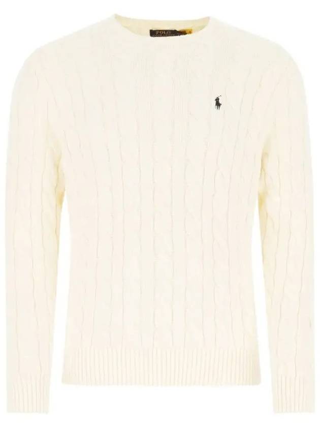 Embroidery Logo Cable Knit Top Ivory - POLO RALPH LAUREN - BALAAN 3