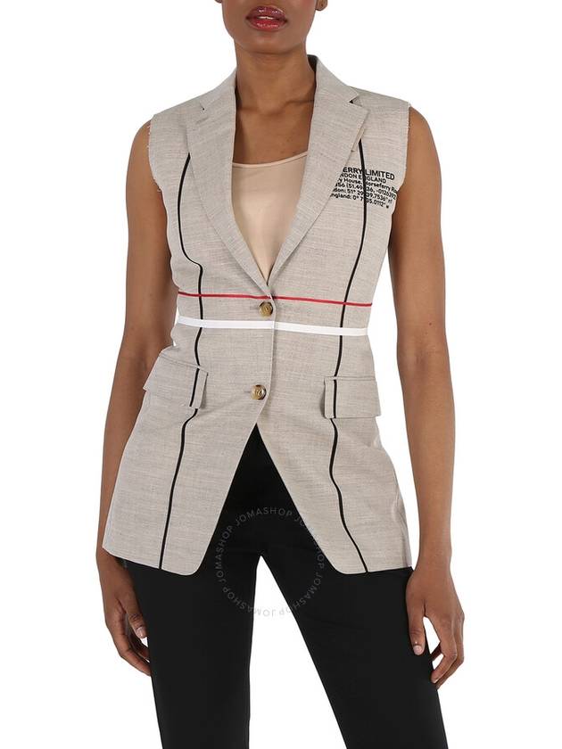 Burberry Hattie Ecru Burberry Sleeveless Tailored Blazer, Brand Size 4 (Us Size 2) - BURBERRY - BALAAN 1