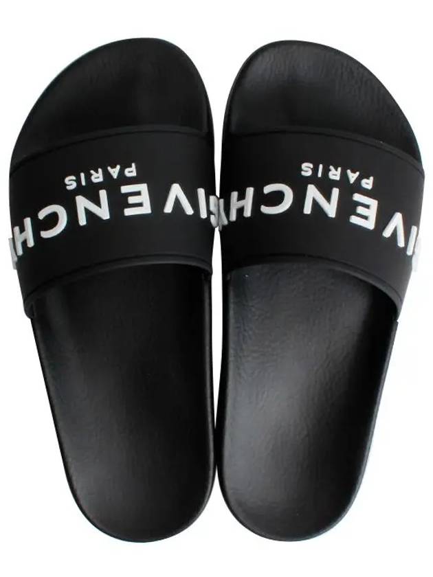 Logo Rubber Flat Slide Slippers Black - GIVENCHY - BALAAN 6