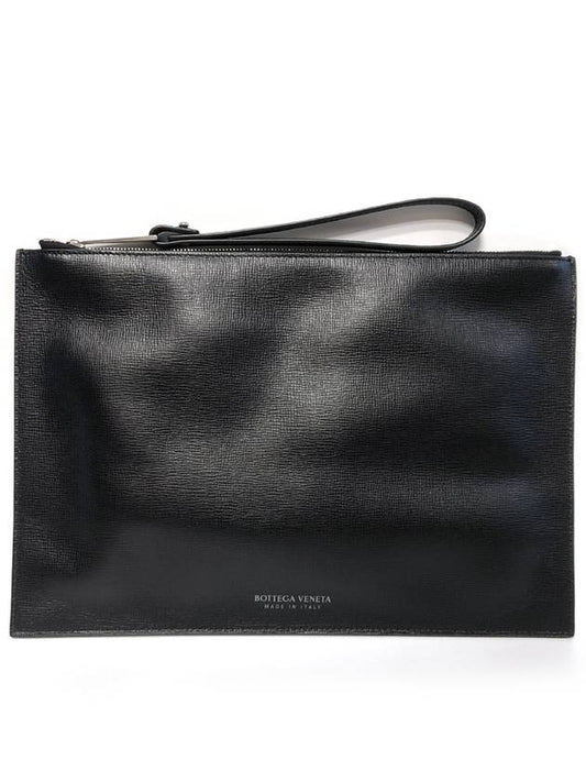 Leather Strap Clutch Black - BOTTEGA VENETA - BALAAN 2