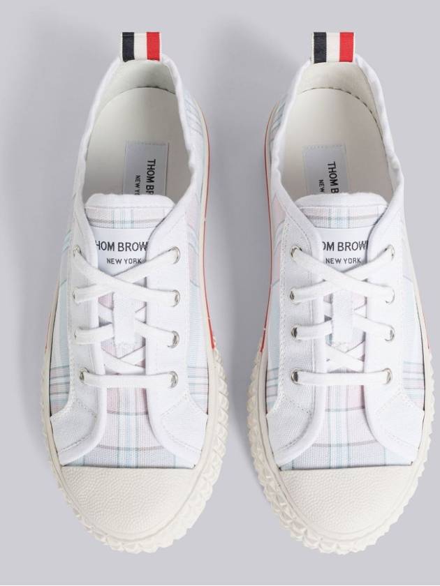 Women's Madras Canvas Collegiate Low Top Sneakers Light Pink - THOM BROWNE - BALAAN 3