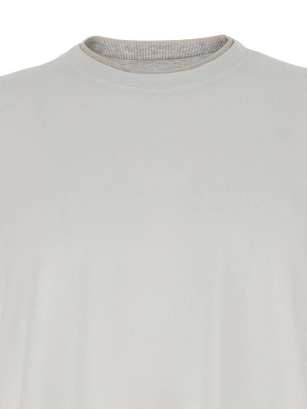 White Crewneck T-Shirt With Layered Collar In Cotton Man - ELEVENTY MILANO - BALAAN 3