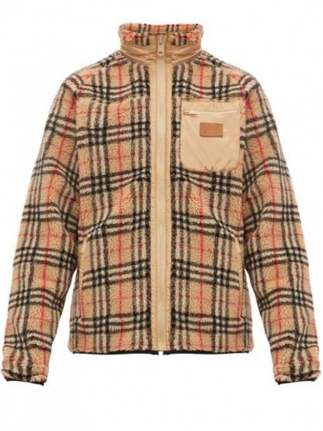 Men's Wesley Vintage Check Fleece Zip-Up Hoodie Beige - BURBERRY - BALAAN 2