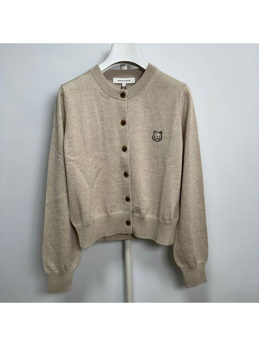 Bold Fox Head Patch Regular Cardigan Beige Melange - MAISON KITSUNE - BALAAN 2