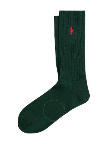 Polo Ralph Lauren Men's Dark Green Cotton-Blend Crew Socks - POLO RALPH LAUREN - BALAAN 1