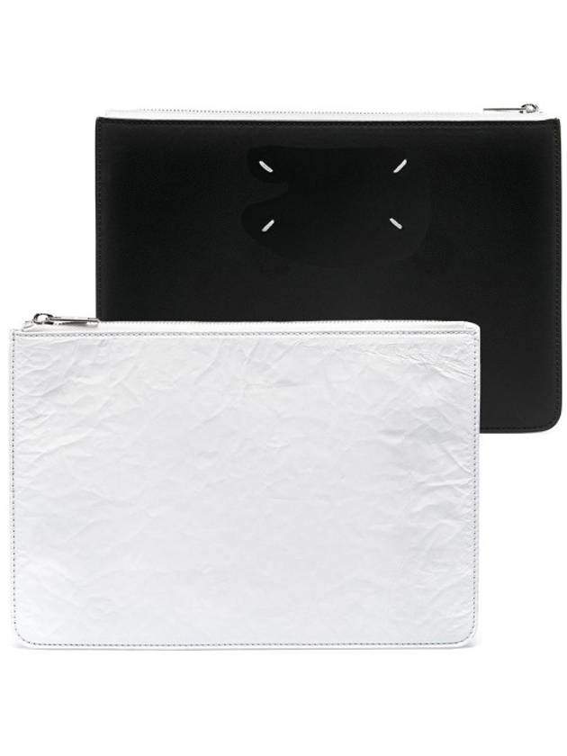 Crinkle Leather Clutch Bag Silver - MAISON MARGIELA - BALAAN 2