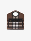 Mini Pocket Checked Leather Tote Bag Dark Burch Brown - BURBERRY - BALAAN 3