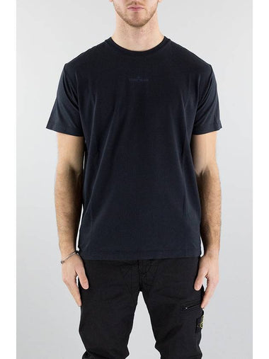 Small Logo Print Short Sleeve T-Shirt Navy - STONE ISLAND - BALAAN 1