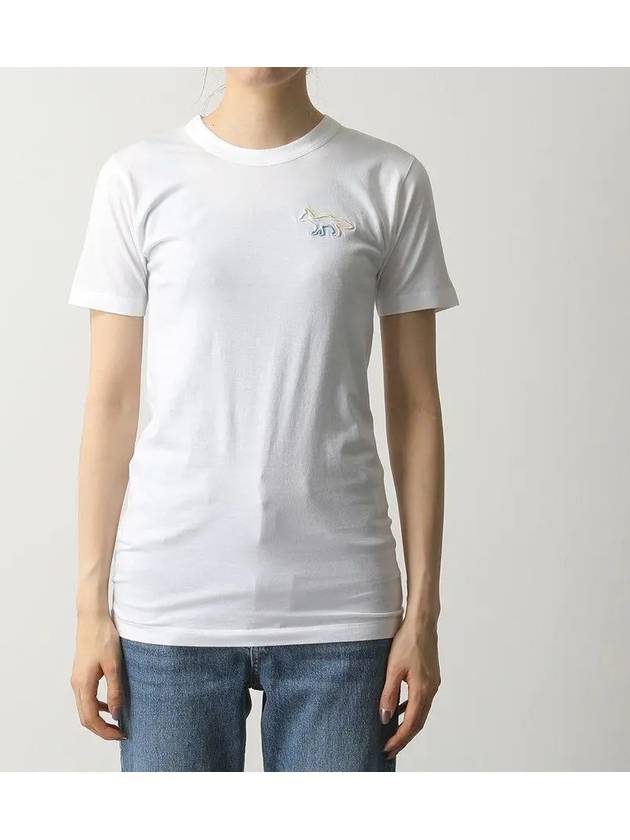 Short Sleeve Women's Rainbow Baby Fox Embroidery TShirt White EW00103KJ0037 - MAISON KITSUNE - BALAAN 4