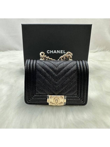 Women s Boy Mini Bag Caviar Leather Belt Black Silver - CHANEL - BALAAN 1