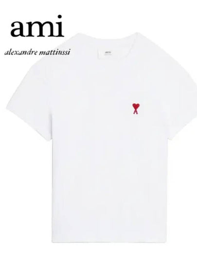 Small Heart Logo Short Sleeve T-Shirt White - AMI - BALAAN 2