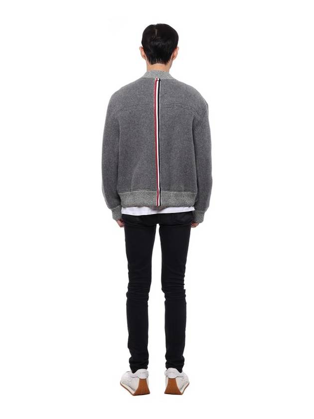 Fleece Stripe Wool Bomber Jacket Light Grey - THOM BROWNE - BALAAN 6