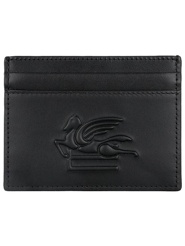 Pegasus Motif Embossed Leather Card Holder Black - ETRO - BALAAN 2