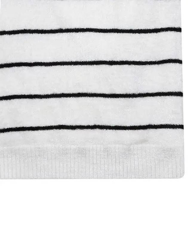 Women s Winter Striped Short Sleeve Warmer Hoodie 2622LXKR WHITE - BLACK&WHITE - BALAAN 4