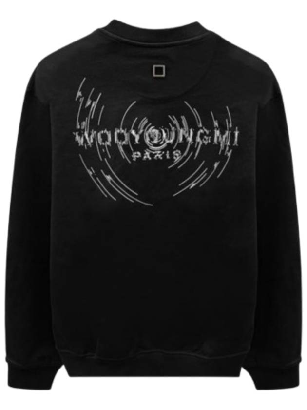 Overfit Wave Graphic Back Logo Sweatshirt Black - WOOYOUNGMI - BALAAN 3