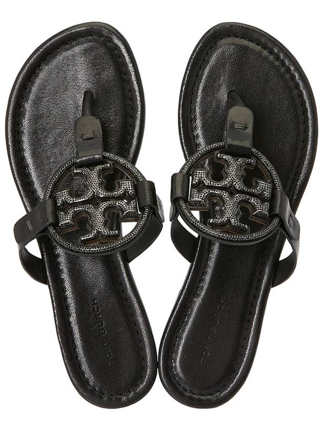 Women's Miller Leather Flip Flops Black - TORY BURCH - BALAAN.