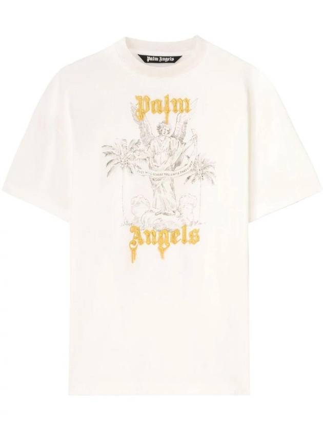 Palm Angels logo print cotton T shirt - PALM ANGELS - BALAAN 1