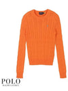 Women's Pony Embroidery Cable Knit Top Orange - POLO RALPH LAUREN - BALAAN 2