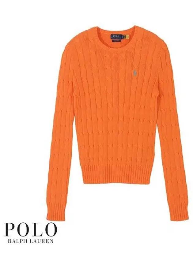 Women's Pony Embroidery Cable Knit Top Orange - POLO RALPH LAUREN - BALAAN 2