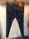 Men's Embroidered Damaged Washed City Biker Jeans - DSQUARED2 - BALAAN.