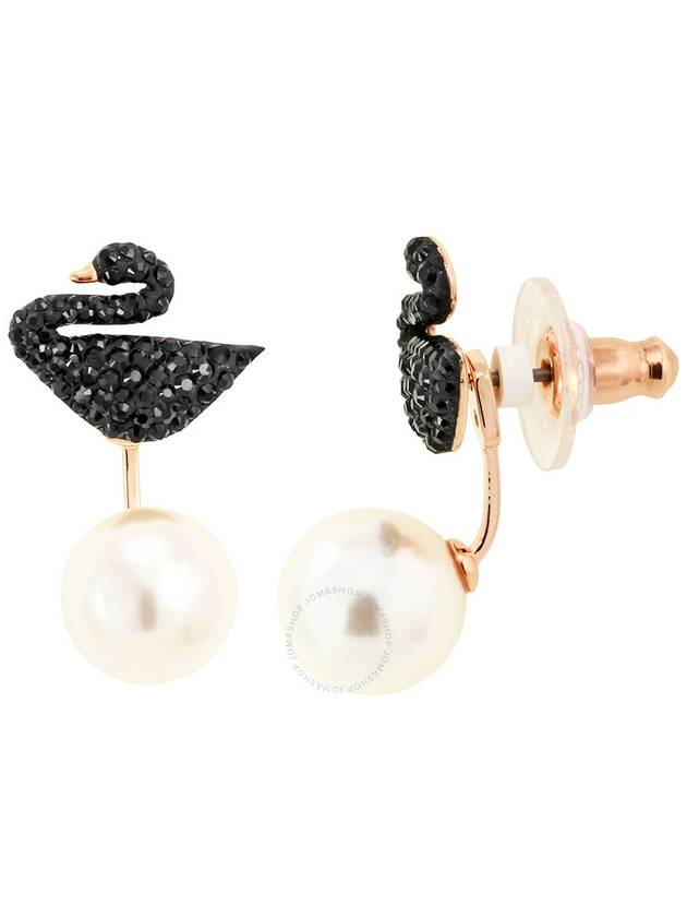 Iconic Swan Pearl Earrings Black - SWAROVSKI - BALAAN 2