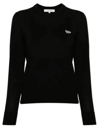 Women's Baby Fox Patch Regular Knit Top Black - MAISON KITSUNE - BALAAN 2