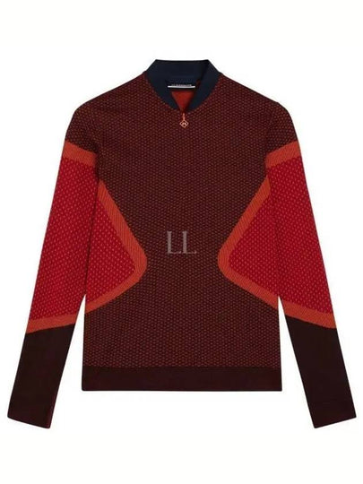 Diamond Seamless Mid Layer Long Sleeve T-Shirt Navy Red - J.LINDEBERG - BALAAN 2