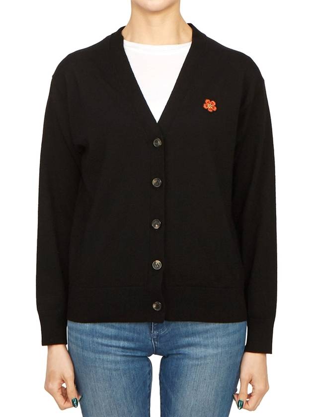 Boke Flower Embroidered Cardigan Black - KENZO - BALAAN 2