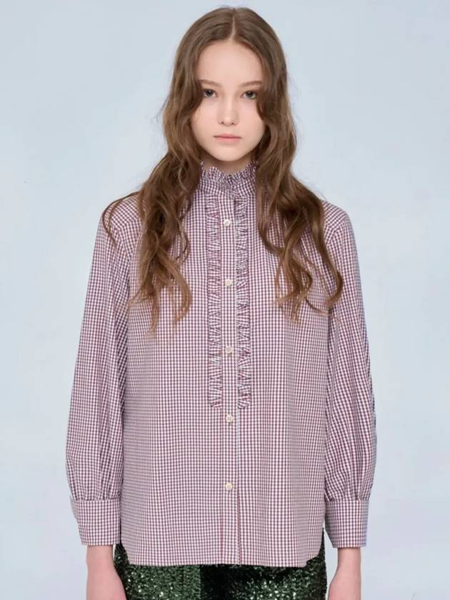 Collared cotton blouse check brown 0120 - VOYONN - BALAAN 6