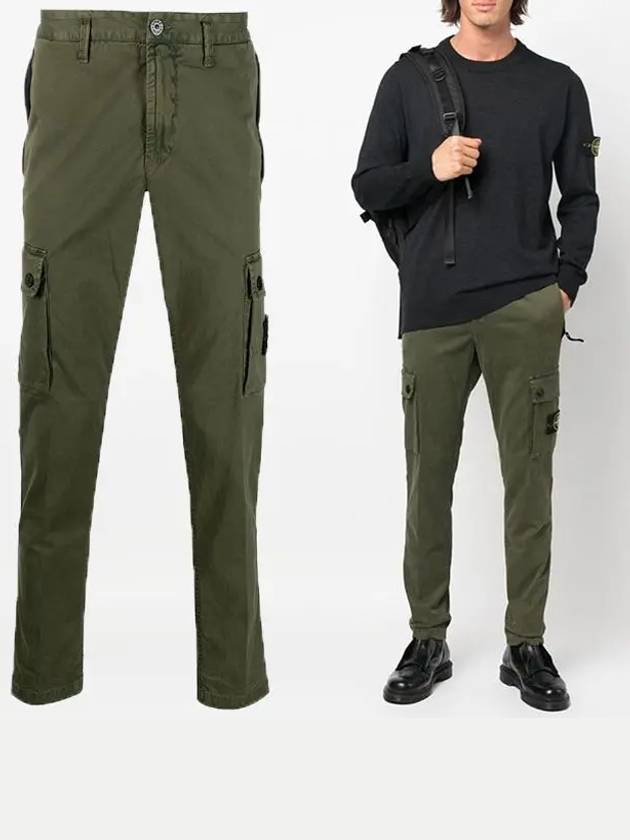 Wappen Patch Slim Fit Straight Pants Green - STONE ISLAND - BALAAN 2