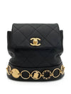 23A Cymbal Coin Detail Small Backpack Black Vintage Gold Calfskin 3ET2402 - CHANEL - BALAAN 1