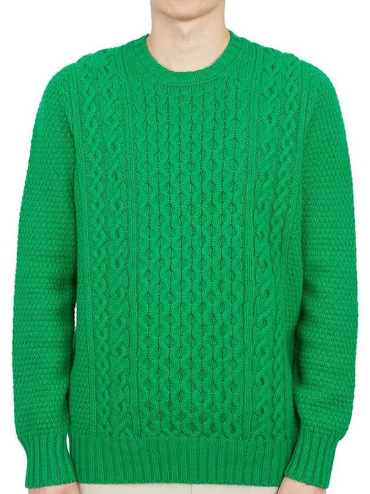 Crew Neck Lambswool Knit Top Green - DRUMOHR - BALAAN 2