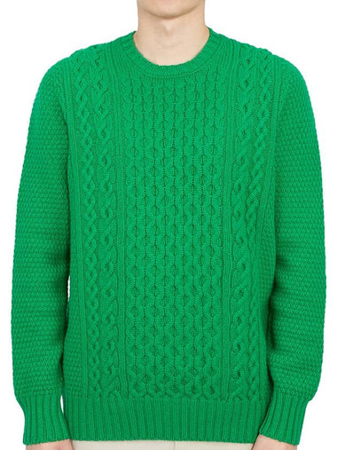 Crew Neck Lambswool Knit Top Green - DRUMOHR - BALAAN 1