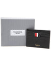 Pebble Grain Leather Stripe Note Compartment Card Wallet Black - THOM BROWNE - BALAAN 2