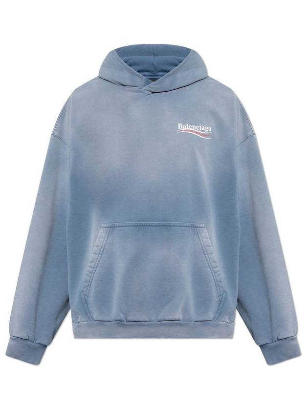 Logo Print Medium Fit Hoodie Fade Blue - BALENCIAGA - BALAAN 1