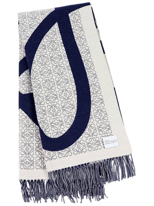 Anagram Blanket Muffler Navy Blue - LOEWE - BALAAN 4