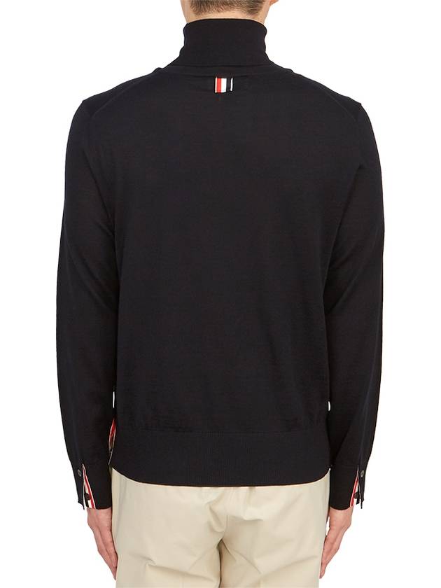 Striped Fine Merino Jersey Turtleneck Navy - THOM BROWNE - BALAAN 5