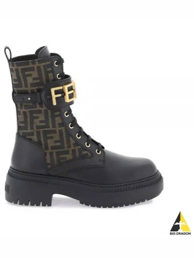 Fendigraphy Leather Worker Boots black Brown - FENDI - BALAAN 2