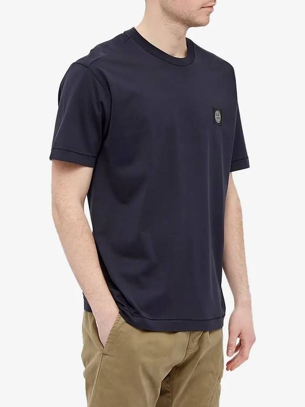 Logo Patch Short Sleeve T-Shirt Navy - STONE ISLAND - BALAAN 3