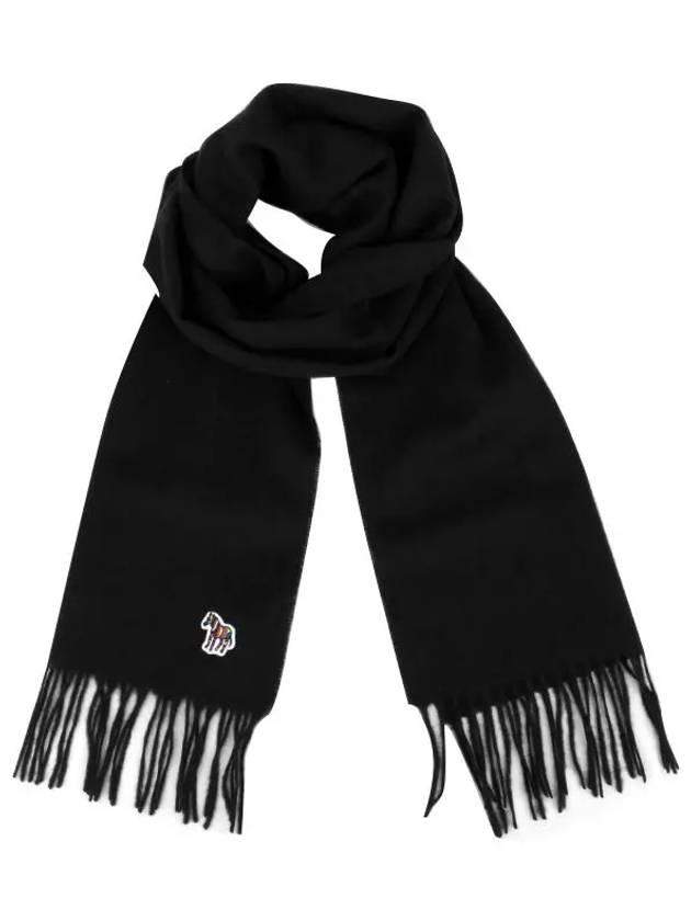 Zebra Logo Patch Wool Muffler Black - PAUL SMITH - BALAAN 2