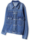 Rivet 2ND TYPE Washed Denim Trucker Jacket Blue - KND - BALAAN 3