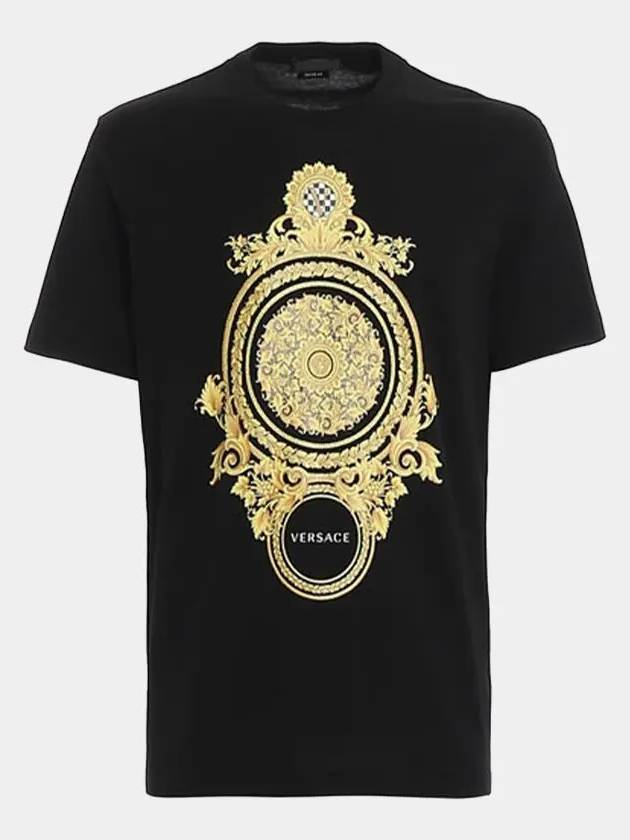 Men's Barocco Print Short Sleeve T-Shirt Black - VERSACE - BALAAN 2