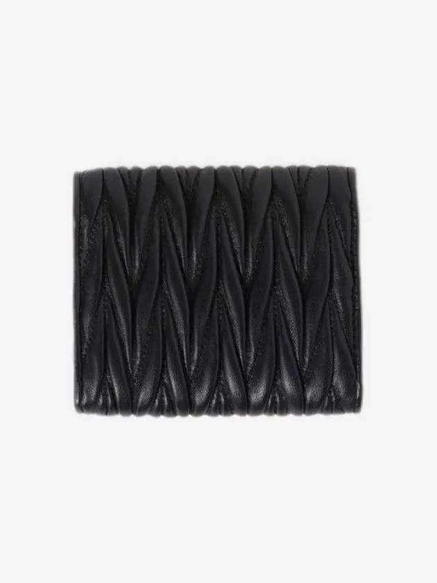 Matelasse Logo Nappa Leather Half Wallet Black - MIU MIU - BALAAN 4