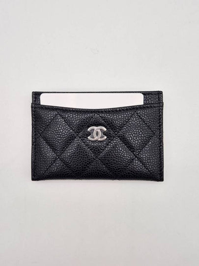 Silver CC Logo Caviar Card Wallet Black - CHANEL - BALAAN 2