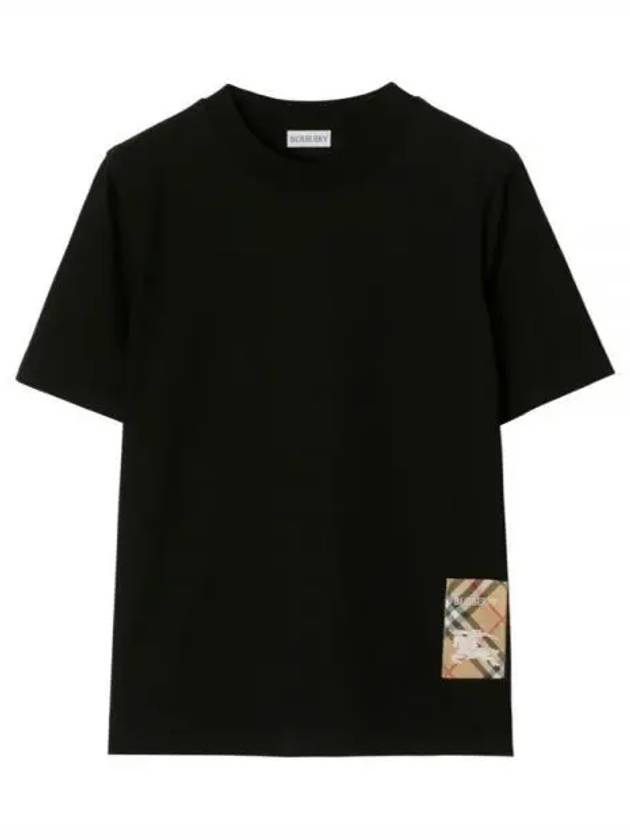 Check Label Short Sleeve T-Shirt Black - BURBERRY - BALAAN 2