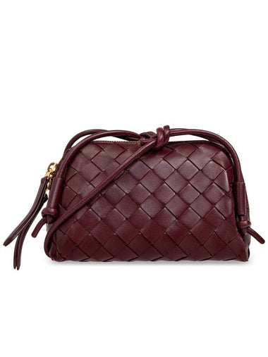 Bottega Veneta Leather Shoulder Bag, Women's, Burgundy - BOTTEGA VENETA - BALAAN 1