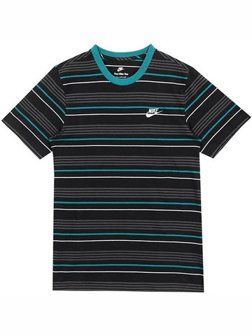 NSW Club Stripe Short Sleeve T Shirt Black - NIKE - BALAAN 1